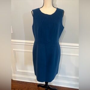 Talbots Petites Wool Sleeveless Dress Blue Size 16P Knee Length